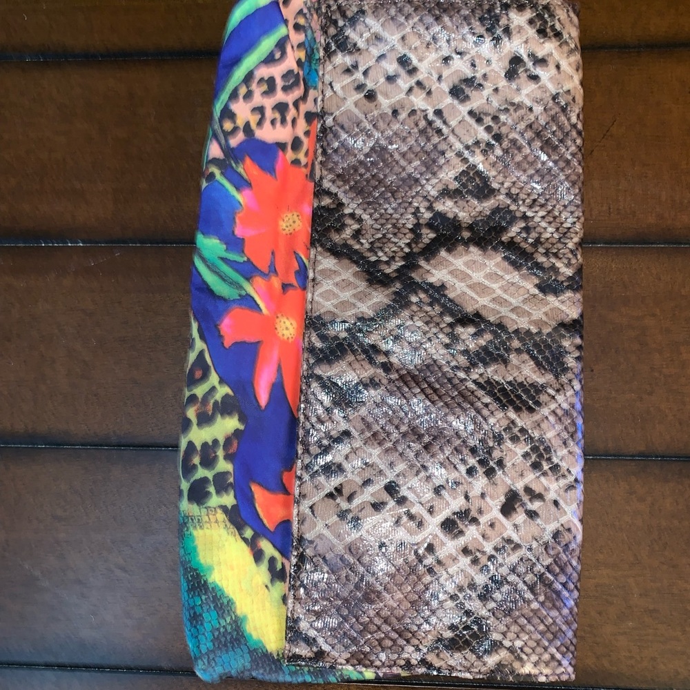 Falchi by Falchi clutch purse floral snakeskin